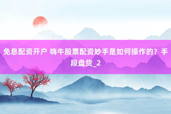 免息配资开户 嗨牛股票配资妙手是如何操作的？手段盘货_2