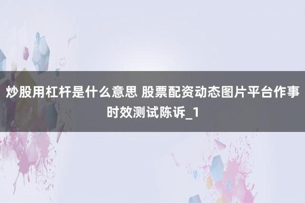 炒股用杠杆是什么意思 股票配资动态图片平台作事时效测试陈诉_1