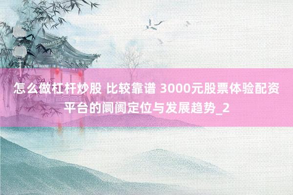 怎么做杠杆炒股 比较靠谱 3000元股票体验配资平台的阛阓定位与发展趋势_2
